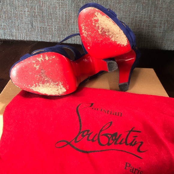 Christian Louboutin size 37 royal blue suede heels - Picture 3 of 8